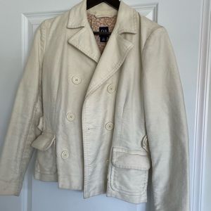 White/Beige Cream Gap Pea Coat with Tie